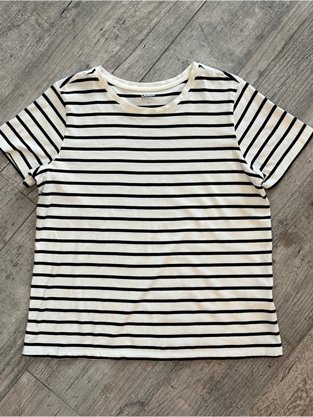 Lands' End Striped 100% Cotton Classic T Shirt Sz M/P